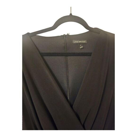 LANE BRYANT Black V-Neck Ruched Surplice Dress - Size 16 - Picture 4 of 10